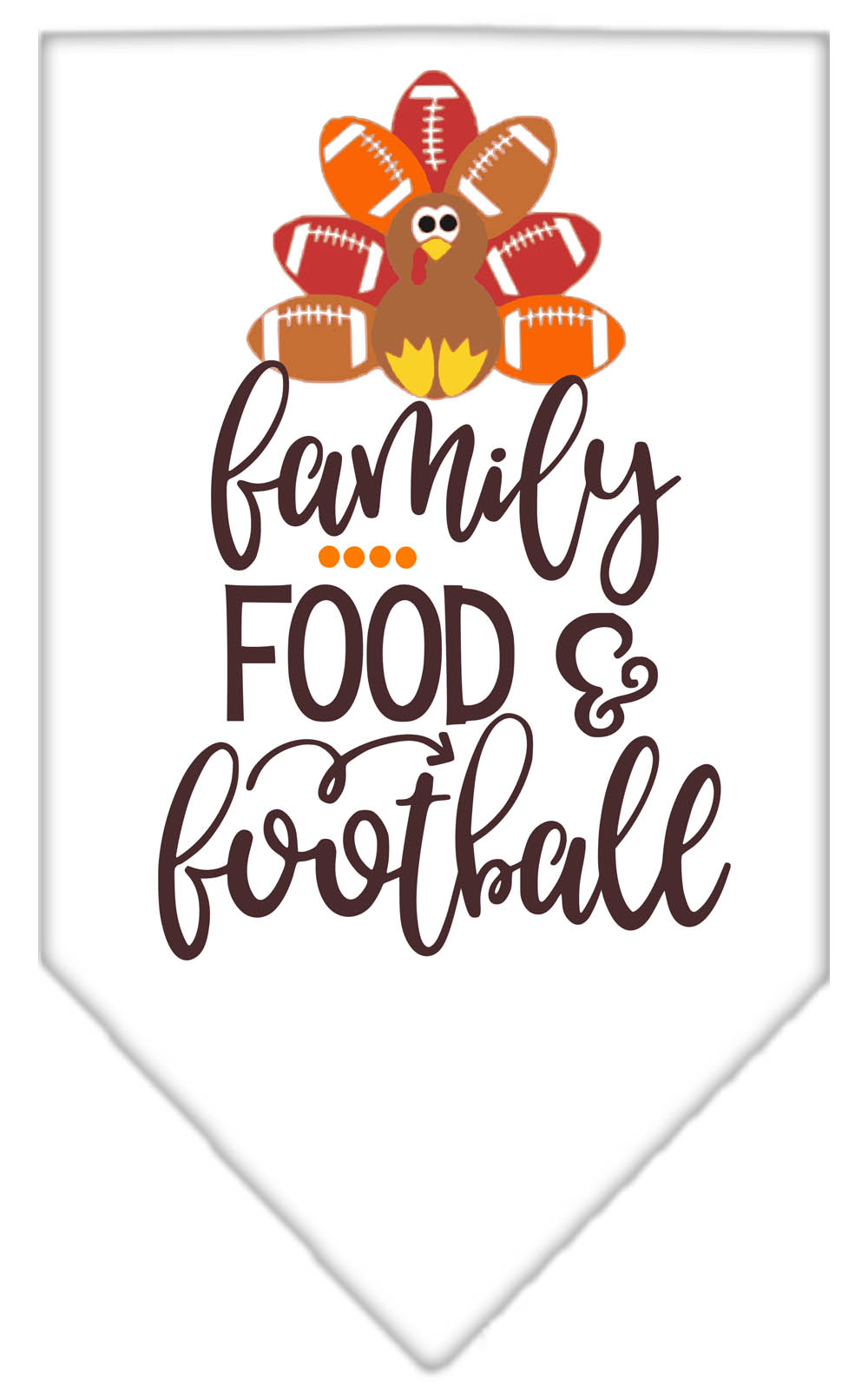 Family, Food, and Football Screen Print Bandana White Large